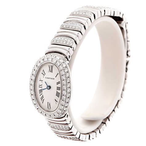 bangle watch cartier|cartier baignoire diamond watch.